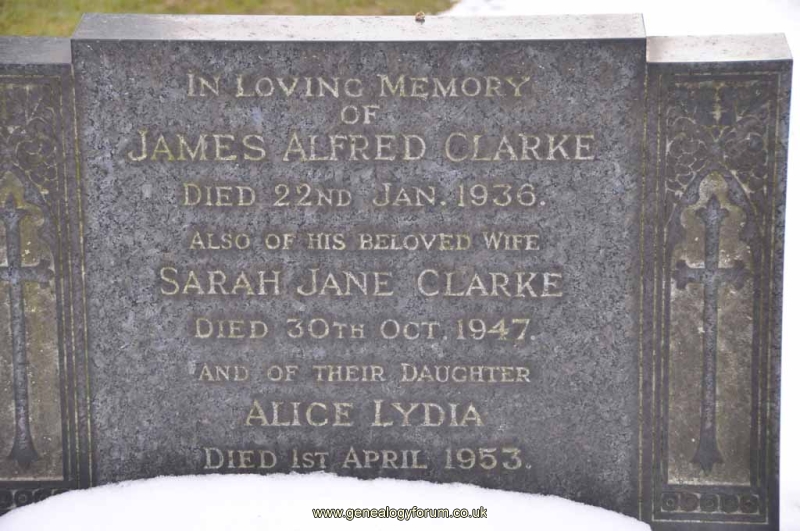 Clarke - James Alfred, Sarah Jane & dau Alice Lydia