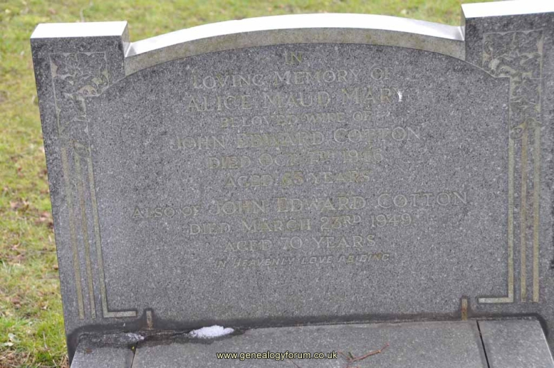 Cotton - John Edward, Alice Maud Mary