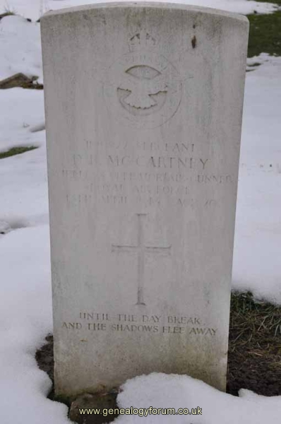 Sgt D B McCartney (wireless operator - air gunner) KIA