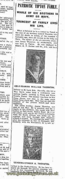 William Thornton and brothers during WW1.