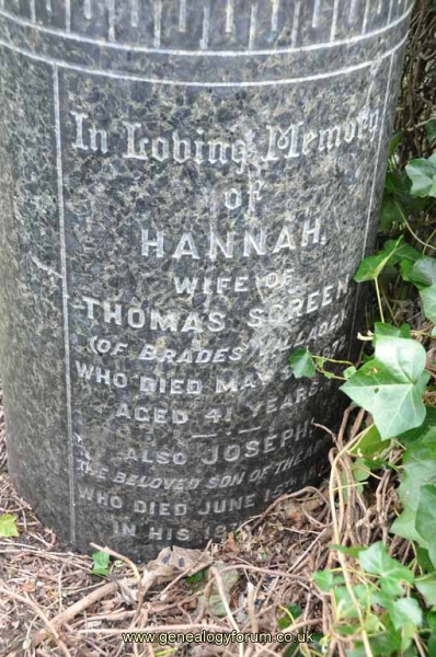 Screen 1 - Hannah (wife of Thomas) & son Joseph