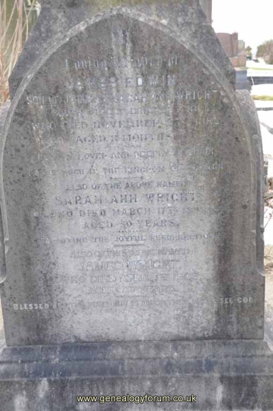 Wright 1 - James, Sarah Ann & son James Edwin
