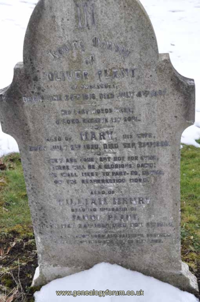 Plant - Oliver, Mary & William (husband of Fanny)