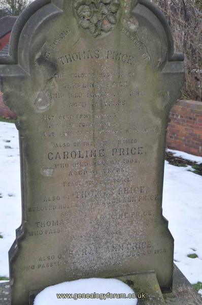 Price - Thomas, Caroline & son Thomas, Sarah Ann