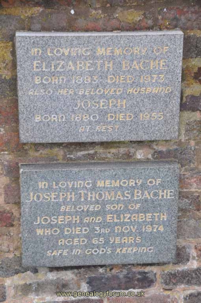 Bache - Joseph, Elizabeth & son Joseph Thomas