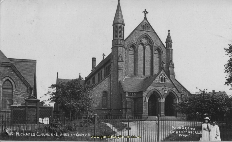 Langley Green - St Michaels Church (franked 1915)