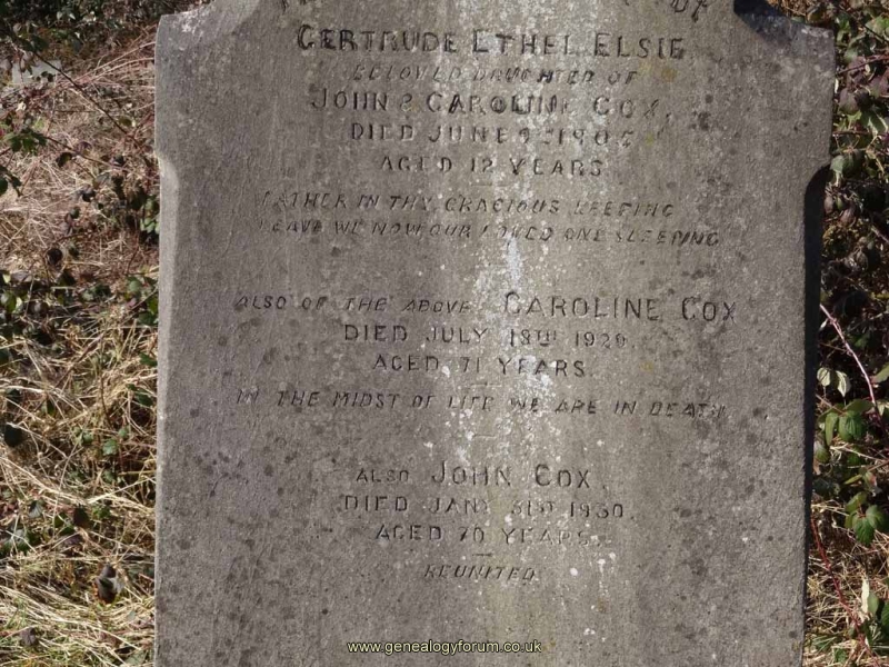 Cox - John & Caroline and dau Gertrude Ethel Elsie