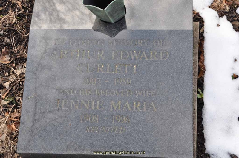 Curlett - Arthur Edward, Jennie Maria