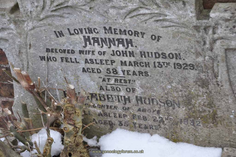Hudson - Hannah (wife of John) and daug Elizabeth