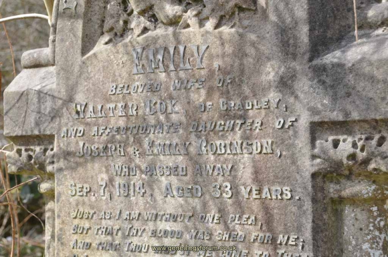 Cox - Emily (wife of Walter) and daug of J & E Robinson