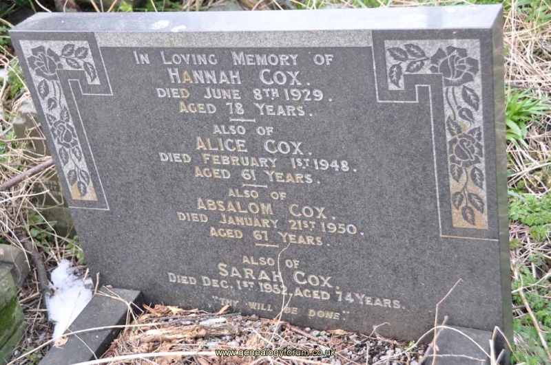 Cox - Hannah, Alice, Absalom, Sarah