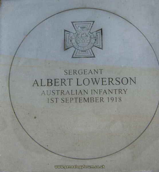 Australian WW1 VCs/Albert Lowerson - Sergeant