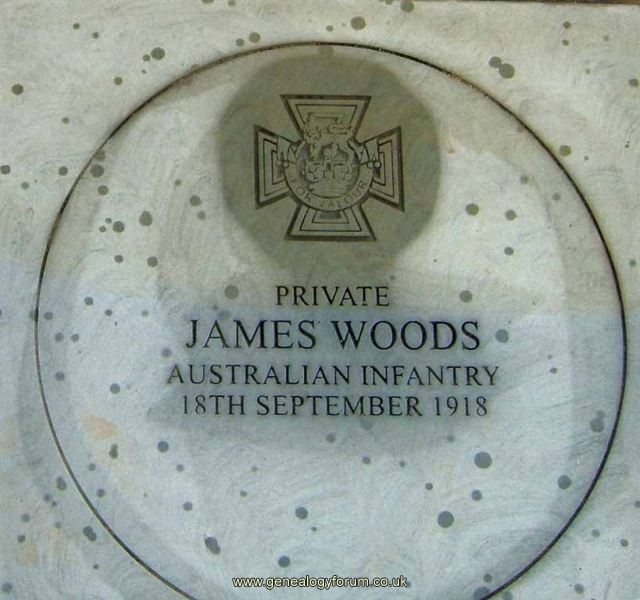 Australian WW1 VCs/James Woods - Private