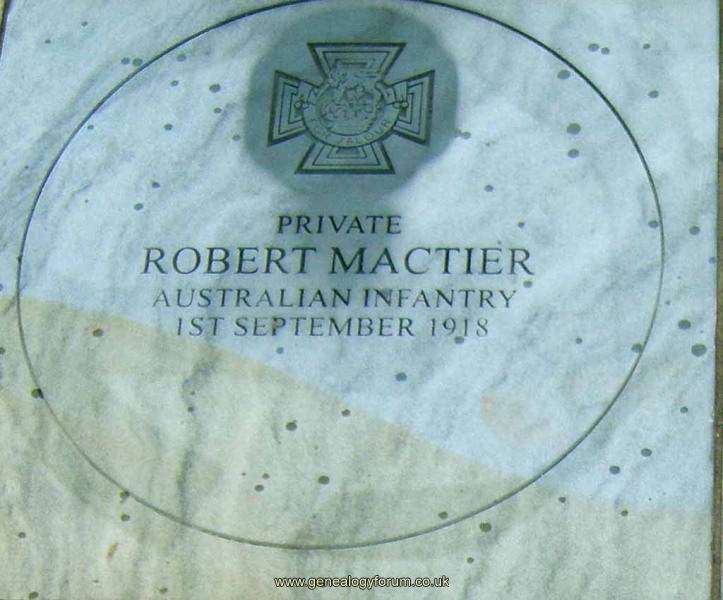 Australian WW1 VCs/Robert Mactier - Private
