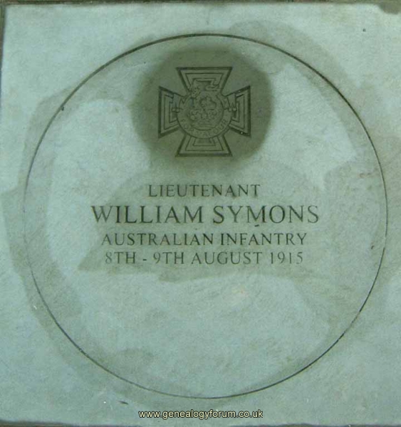 Australian WW1 VCs/William Symonds - Lieutenant