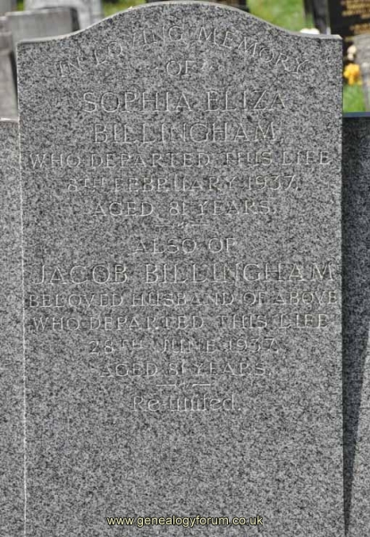Jacob & Sophia Billingham 1a (nee Preece)