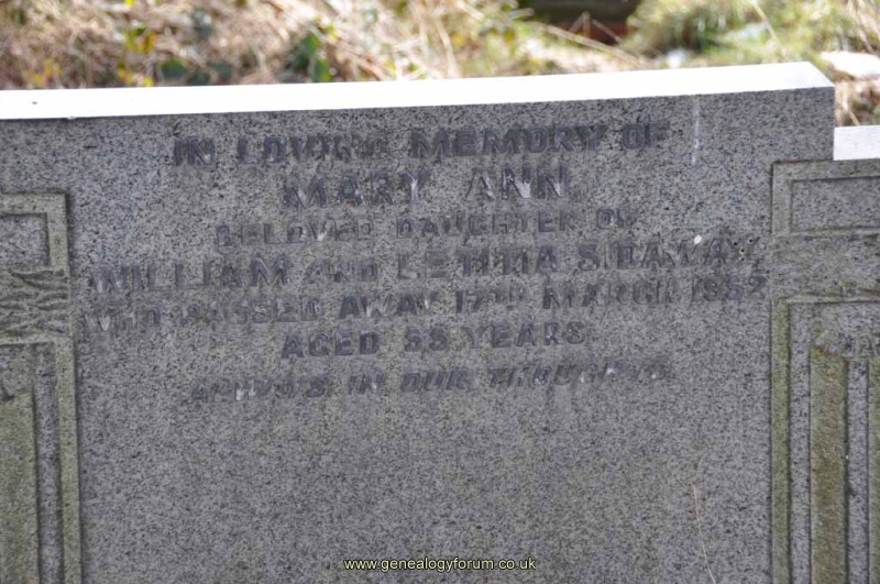 Sidaway - Mary Ann (daug of William & Letitia)