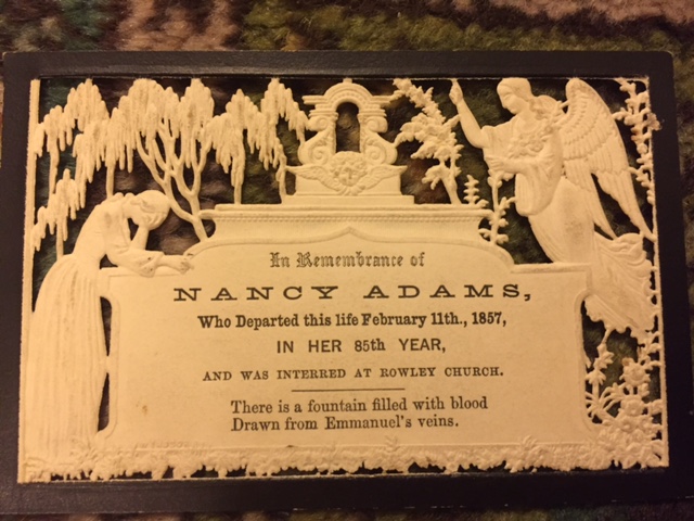Death card Nancy Adams