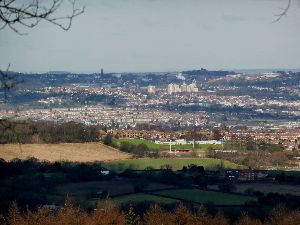 31. St Thomas 's spire and Dudley Castle , seen from Clent Hill S.jpg