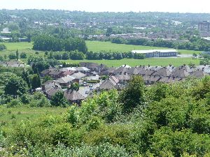 Former motorcycle scramble area, Wallace Road and site of Prattâ€™s marlhole viewed from Bury Hill Park.jpg