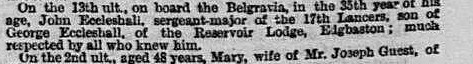 John Eccleshall Sereant Maj. 17th Lancers newspaper 1860.png